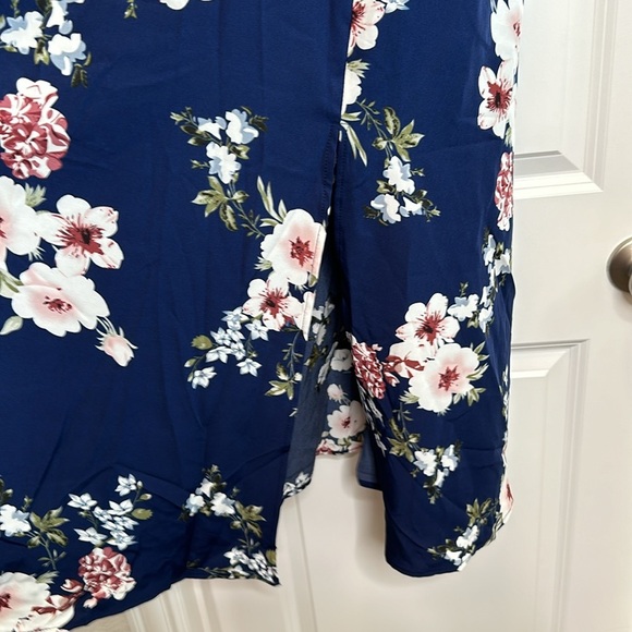 NEW Floral Square Neck Ruffles Pocket Shirred Split Dress Sz 12 - Picture 4 of 10